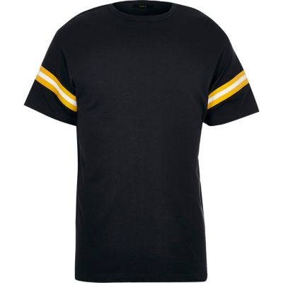Navy ADPT stripe sleeve t-shirt